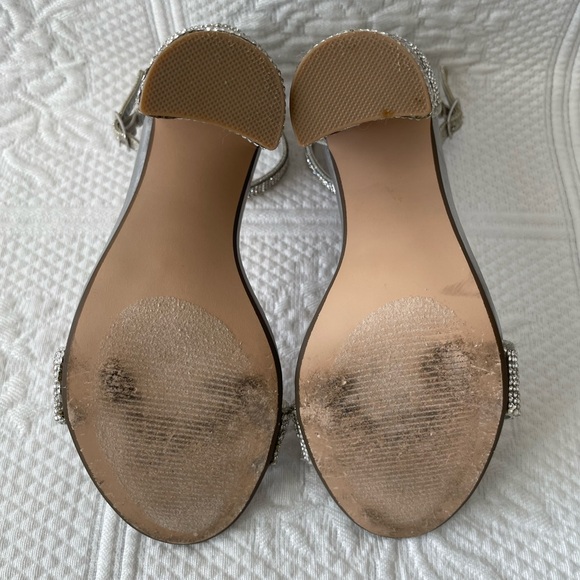 Steve Madden Carson-R Crystal Rhinestone Ankle Strap Open Toe Heels Silver 6 - Picture 8 of 13